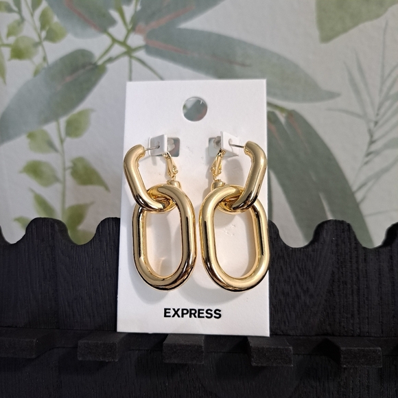 Express Gold Tone Chain Link Earrings - Picture 1 of 3